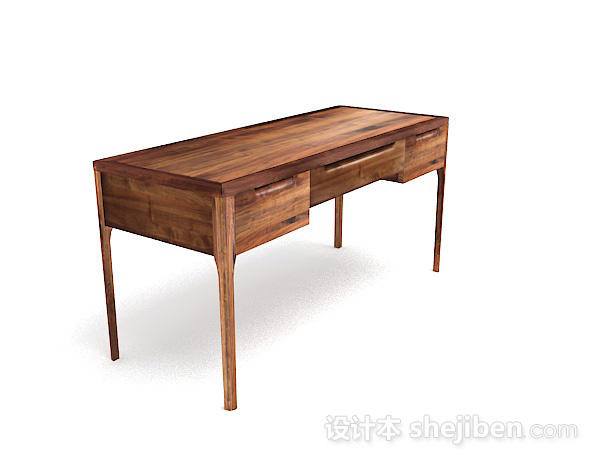 设计本木质简单书桌3d模型下载