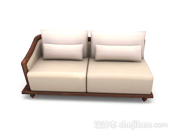 现代风格简约米黄色双人沙发3d模型下载