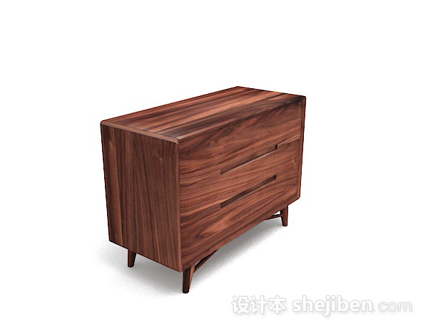 设计本木质简约棕色床头柜3d模型下载
