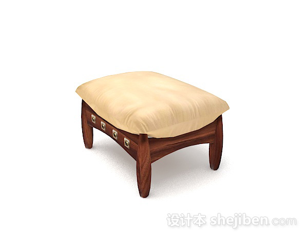 免费皮质黄色沙发凳子3d模型下载