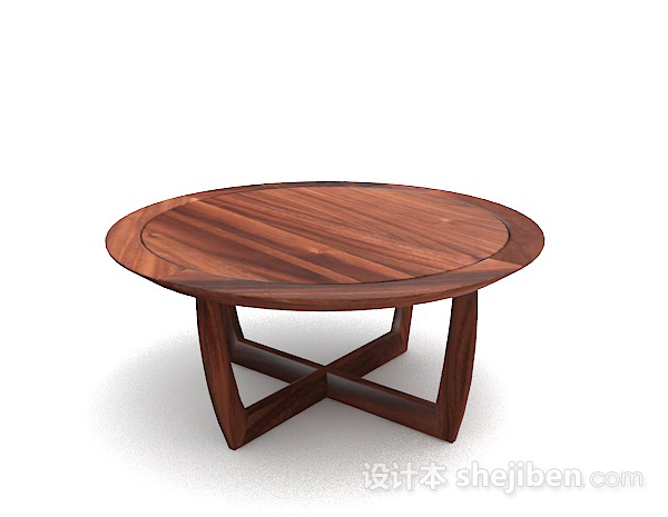 木质简约棕色圆餐桌3d模型下载