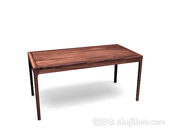 简单木质书桌3d模型下载