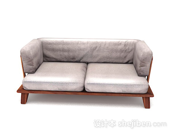 现代风格灰色木质双人沙发3d模型下载