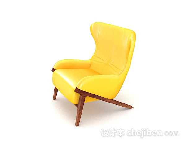 免费黄色个性单人沙发3d模型下载