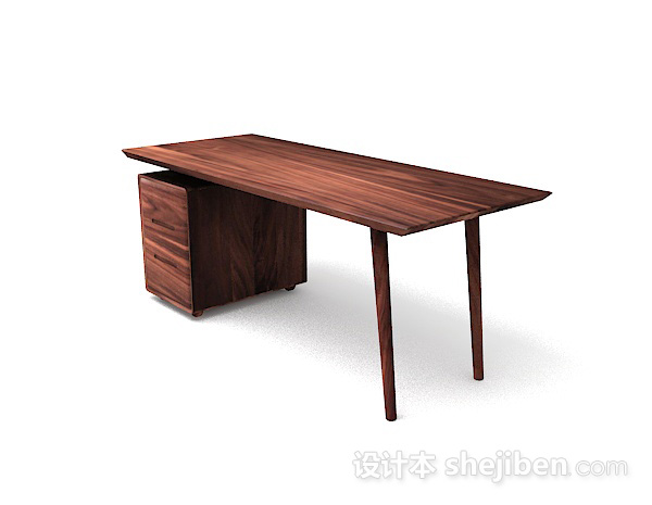 免费棕色木质书桌3d模型下载