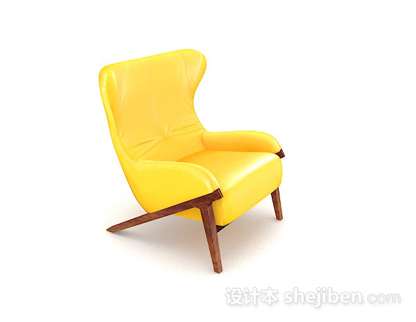 设计本黄色个性单人沙发3d模型下载