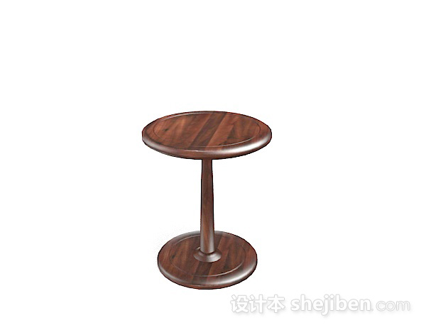 木质简单棕色圆凳子3d模型下载