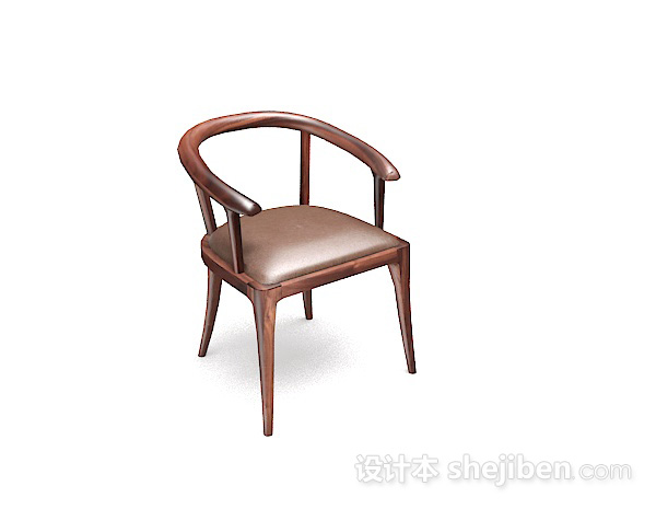 新中式木质家居椅子3d模型下载