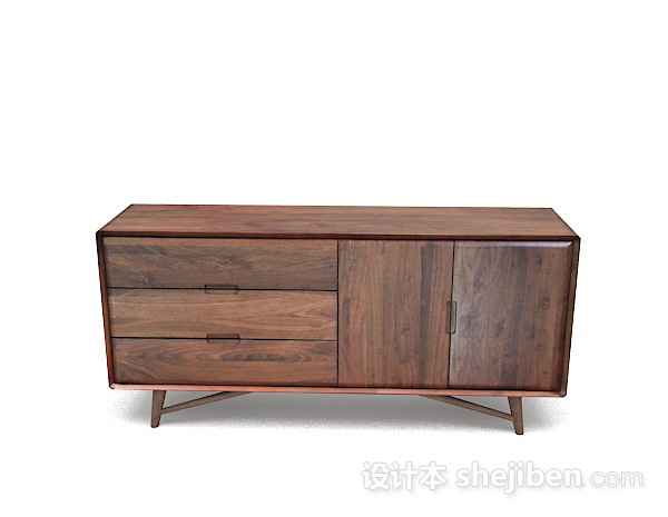 现代风格木质棕色长方形储物柜3d模型下载