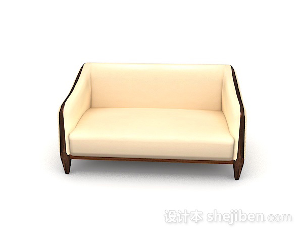 现代风格黄色家居双人沙发3d模型下载