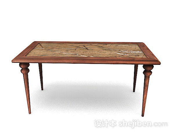 现代风格长方形木质餐桌3d模型下载