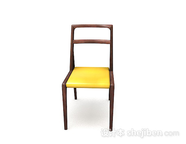 现代风格木质简单黄色家居椅子3d模型下载