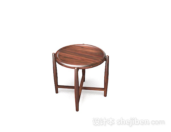 现代风格木质简单圆凳3d模型下载