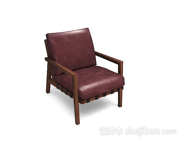 暗红棕色单人沙发3d模型下载