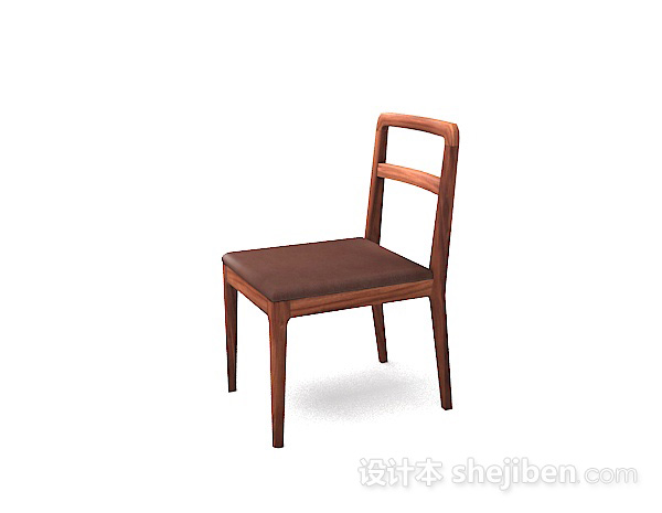 免费木质棕色简单家居椅3d模型下载