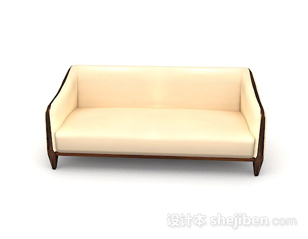 现代风格黄色简约木质双人沙发3d模型下载
