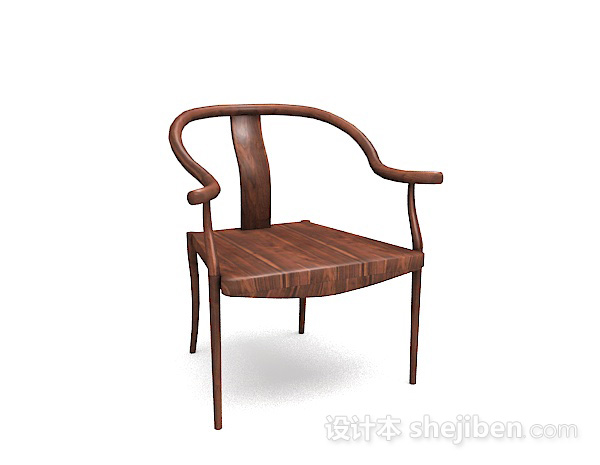 新中式木质家居椅子3d模型下载