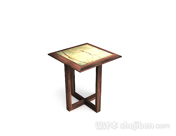 木质方形凳子3d模型下载