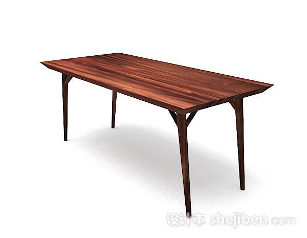 免费木质棕色书桌3d模型下载