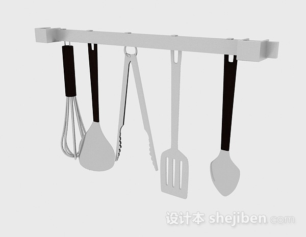 现代风格不锈钢简易厨具悬挂架3d模型下载