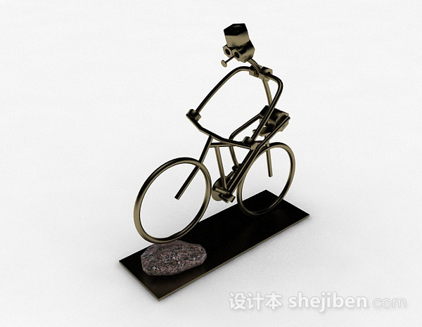 金色金属自行车家居生活摆件3d模型下载