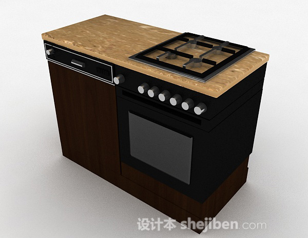 现代风格棕色木质橱柜3d模型下载
