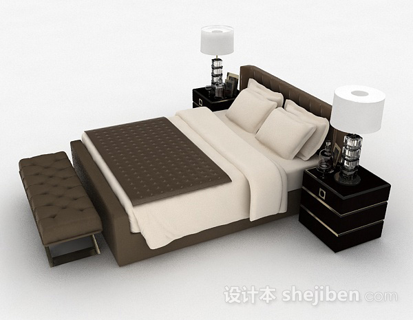 设计本简欧风格双人床3d模型下载