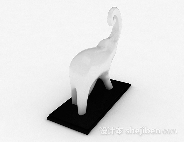 设计本白色大象摆设品3d模型下载