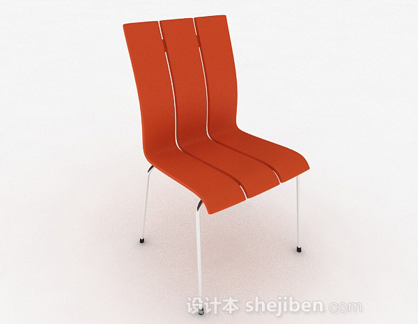 现代风格橙色简约家居休闲椅3d模型下载