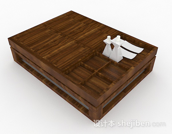 日式风格日式木质小茶几3d模型下载