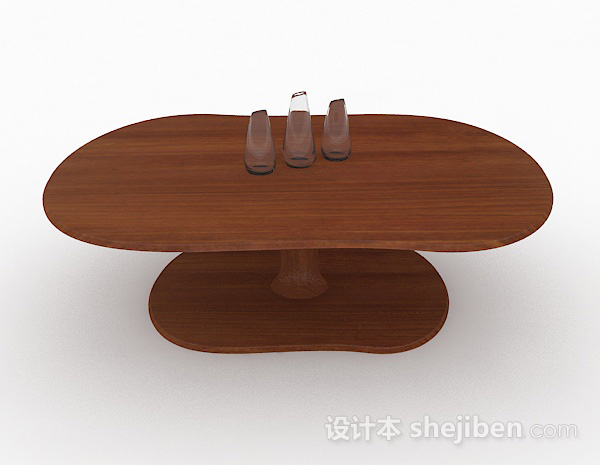 现代风格棕色简约餐桌3d模型下载