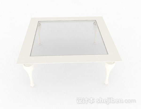 设计本白色方形玻璃茶几3d模型下载