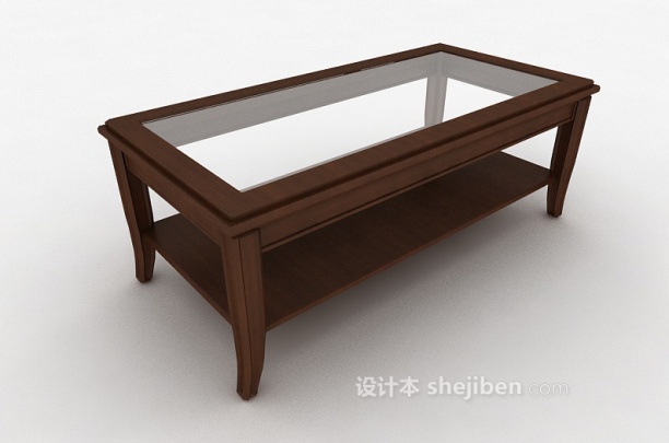 现代风格木质玻璃双层茶几3d模型下载