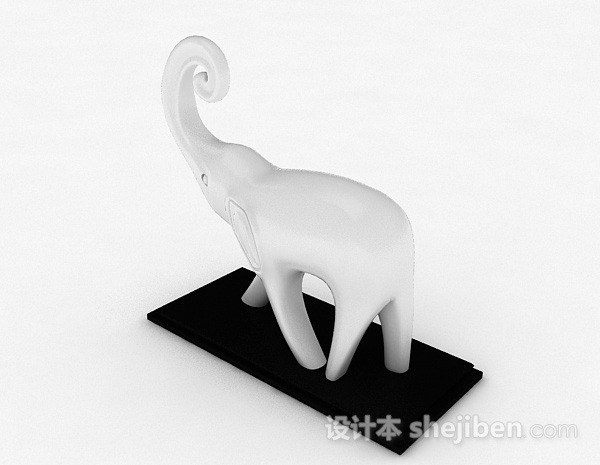 现代风格白色大象摆设品3d模型下载