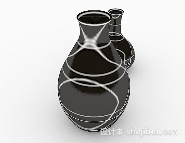 免费最新黑底白色线条时尚花瓶3d模型下载