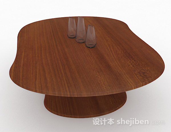 设计本棕色简约餐桌3d模型下载