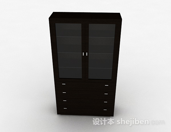 简约木质书柜3d模型下载