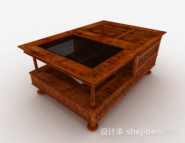中式风格中式木质家居茶几3d模型下载
