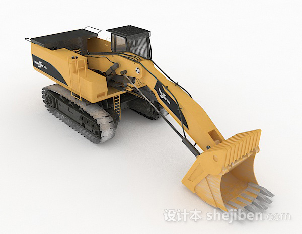 黄色挖掘机3d模型下载