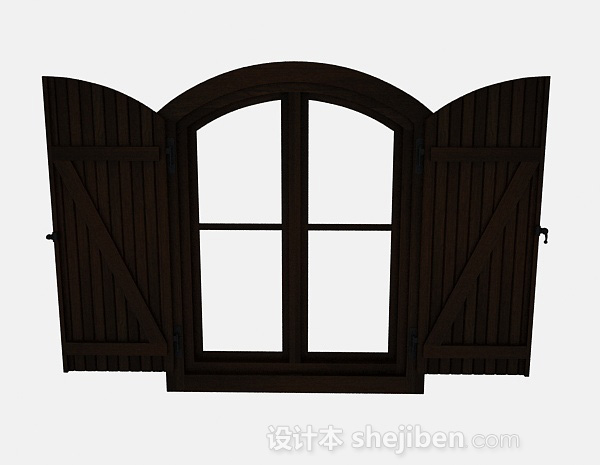 欧式风格欧式风格深棕色木质2层门窗户3d模型下载