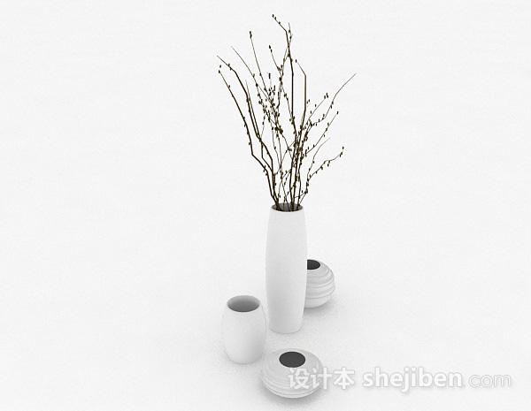 免费雅致家居组合花瓶3d模型下载