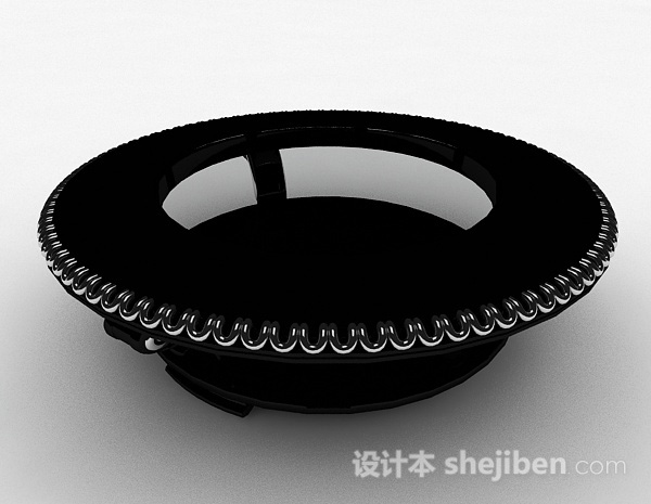 设计本黑色圆形茶几3d模型下载