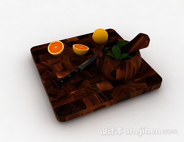 免费棕色实木拼接菜板3d模型下载