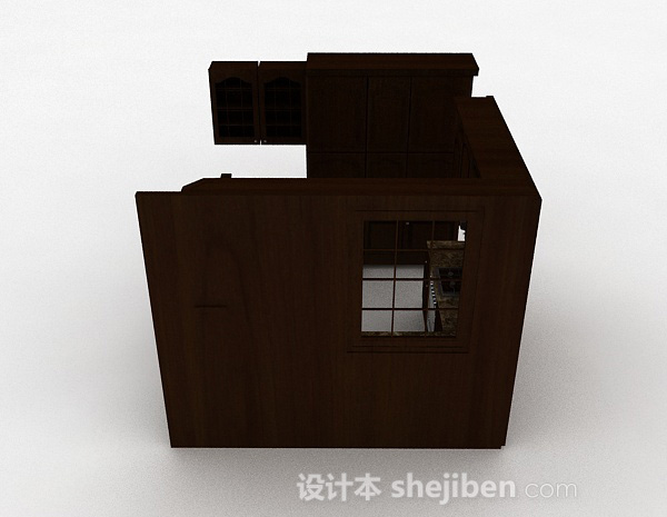 设计本棕色木质橱柜套装3d模型下载