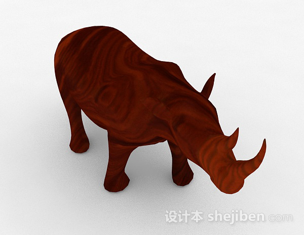 现代风格犀牛木质摆设品3d模型下载