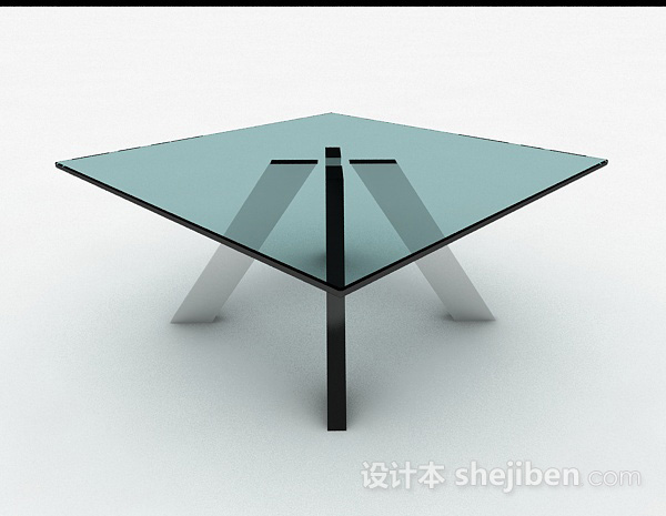方形玻璃简约茶几3d模型下载