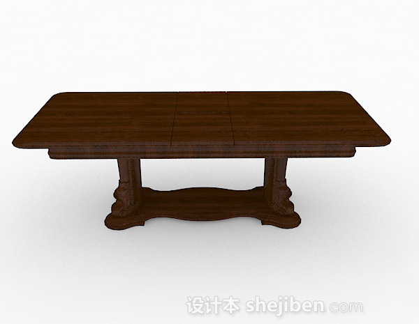 现代风格木质长方形餐桌3d模型下载