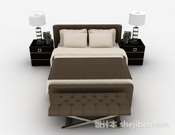 欧式风格简欧风格双人床3d模型下载