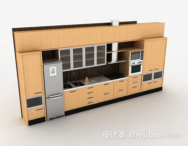 免费厨房橱柜套装3d模型下载