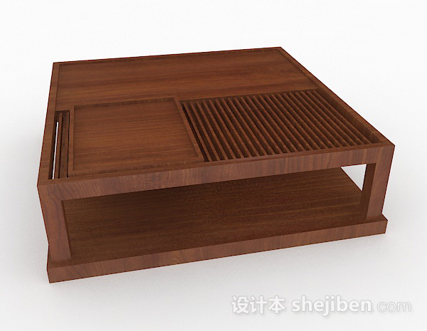 设计本日式木质小茶几3d模型下载